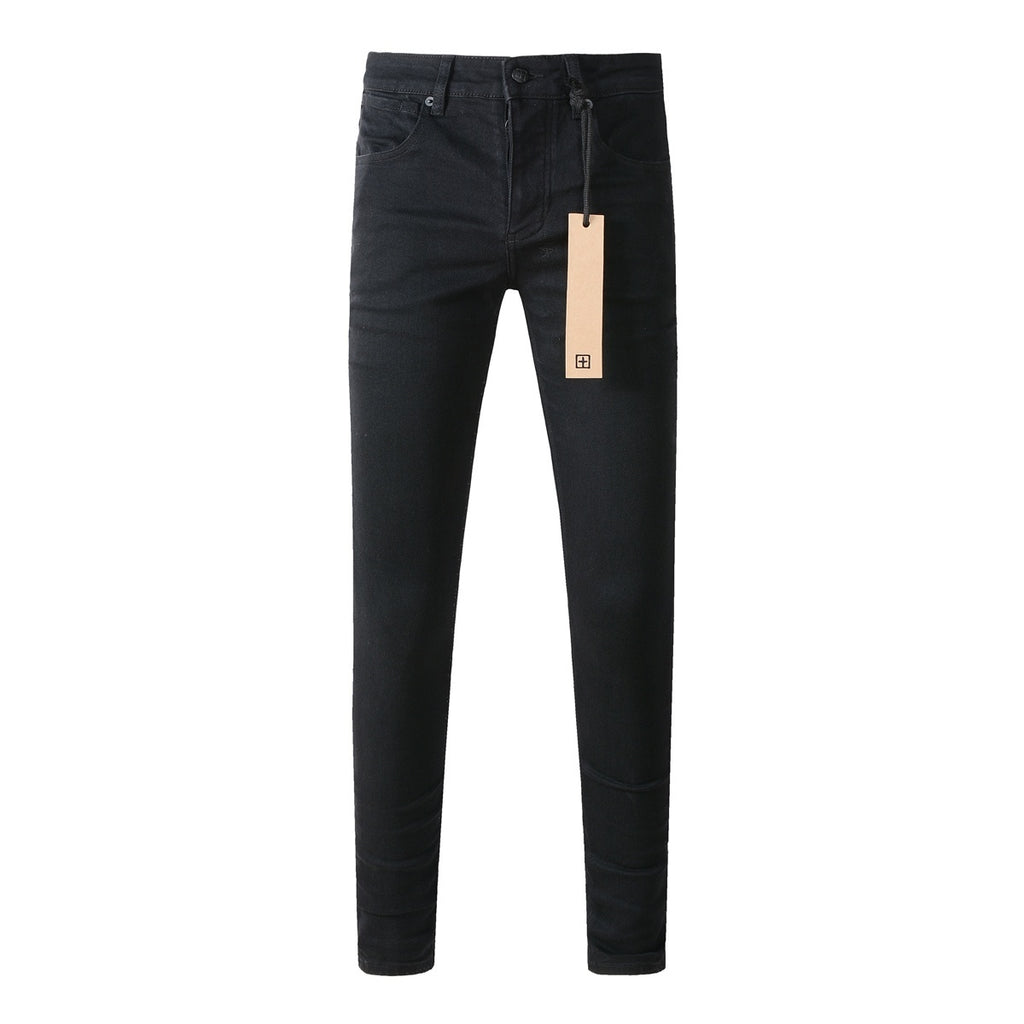 Men's Solid Black Slim-Fit Stretch Jeans - Premium Denim Pants