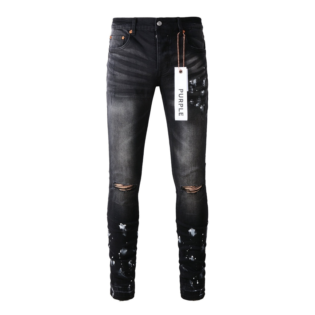 Street Style Slim Fit Ripped Denim Jeans For Men