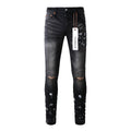 Street Style Slim Fit Ripped Denim Jeans For Men