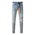 Men’s Light Blue Distressed Skinny Jeans - Ksubi Style Denim