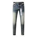 Men's Slim Fit High Street Distressed Blue Stretch Jeans