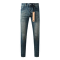 Men's Dark Vintage Wash Slim Skinny Jeans - Streetwear Denim