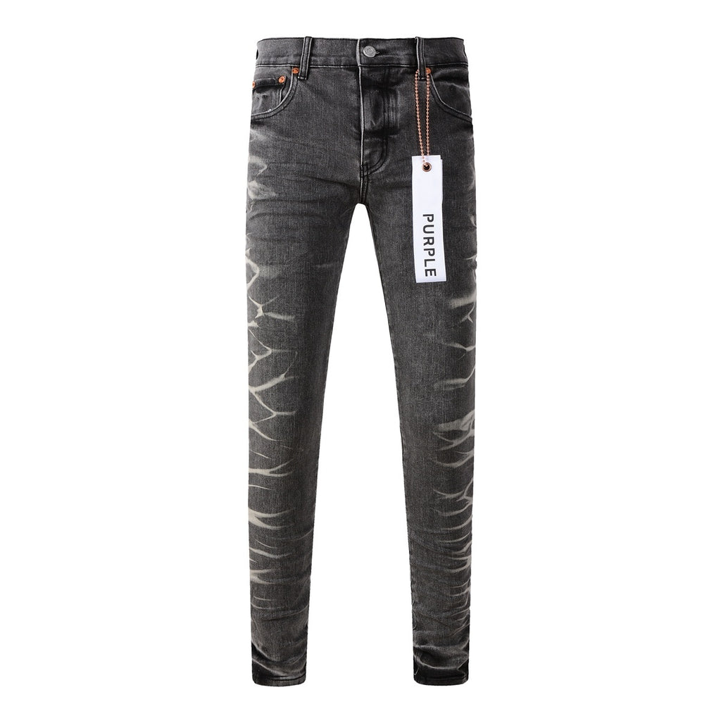 High Street Men's Slim Fit Distressed Gray Stretch Skinny Ripped Jeans