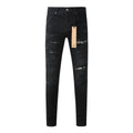Men's Black Heavy Distressed Bandana Patch Skinny Jeans - Stretch Denim