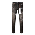 Men's High Street Distressed Damaged Holes Stretch Slim Fit Spray Painted Ripped Jeans