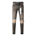 Men's Distressed Dirty Damaged Holes Stretch Slim Fit Ripped Jeans