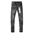 Men's Black Washed Embroidered Cross & Logo Skinny Jeans | Streetwear Slim Fit Denim Pants