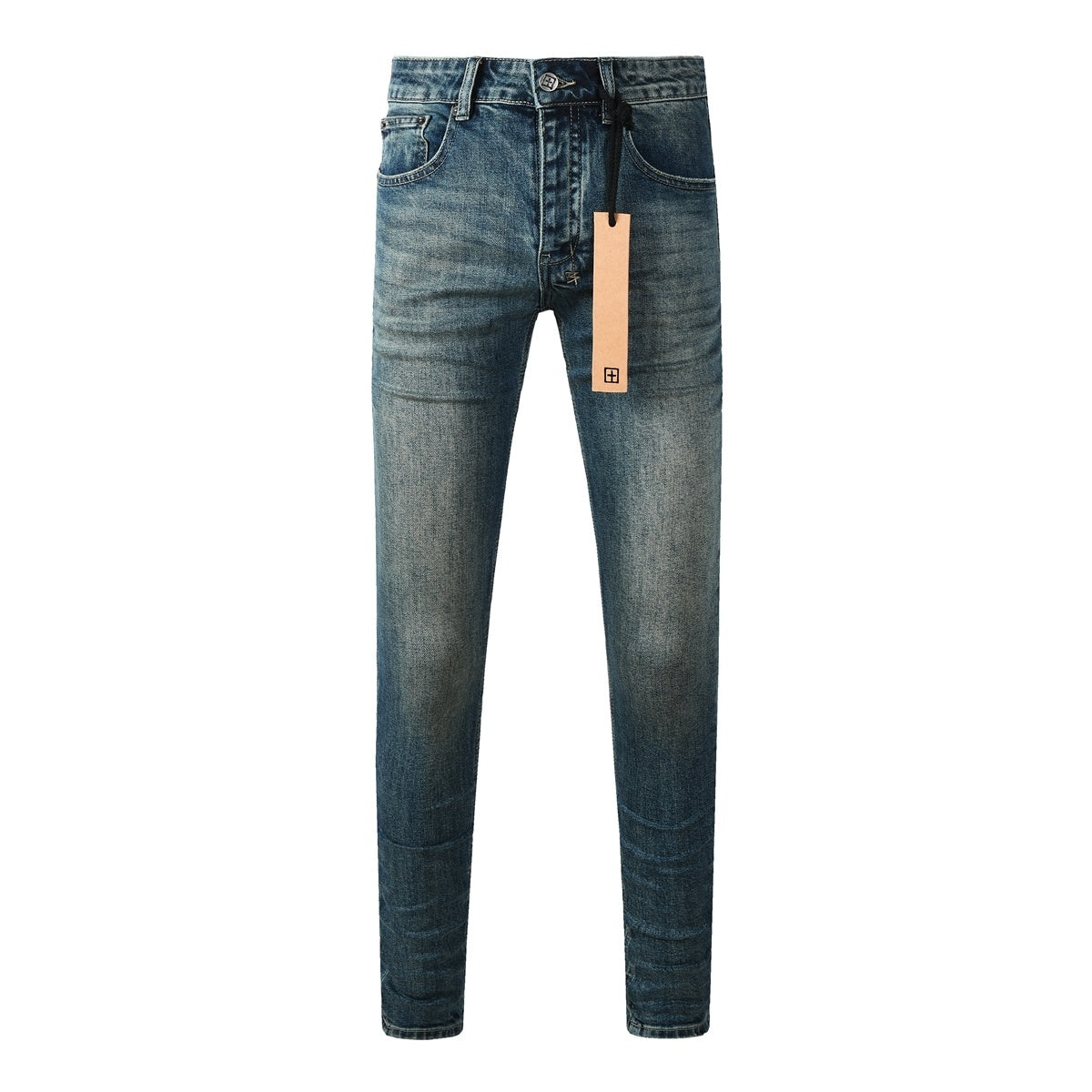 Men's Dark Vintage Wash Slim Skinny Jeans - Streetwear Denim