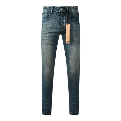 Men's Dark Vintage Wash Slim Skinny Jeans - Streetwear Denim
