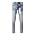 Men's High Street Slim Fit Distressed Blue Stretch Ripped Jeans