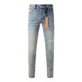 Men's Light Wash Ksubi-Inspired Graffiti Skinny Jeans - Slim Denim Pants