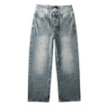 High Street Baggy Jeans - Distressed Blue Rhinestones Pattern | Loose Ripped Jeans