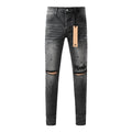 Men's Ksubi-Style Black Distressed Rhinestone Skinny Jeans