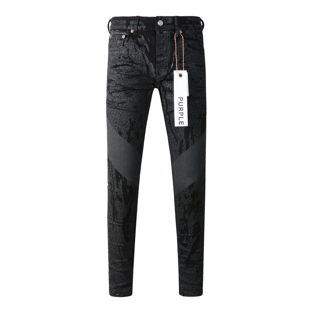 Men's High Street Distressed Black Stretch Slim Fit Ripped Jeans