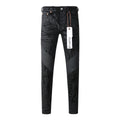 Men's High Street Distressed Black Stretch Slim Fit Ripped Jeans