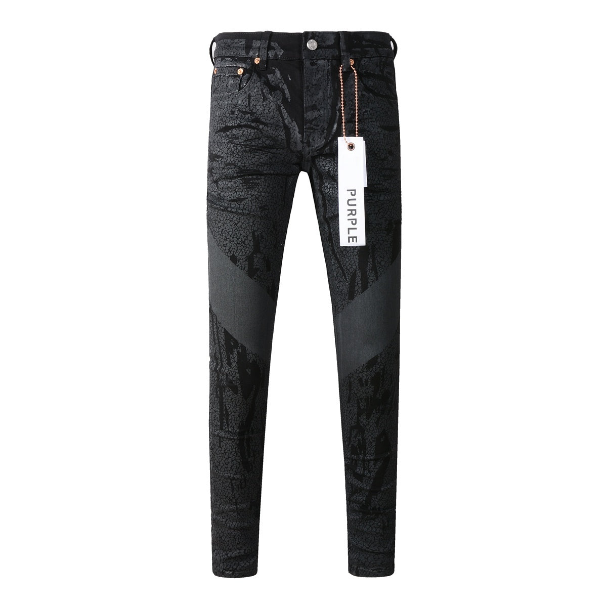 Men's High Street Distressed Black Stretch Slim Fit Ripped Jeans