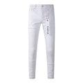 Men’s White Slim Fit Ripped Street Style Distressed Denim Jeans