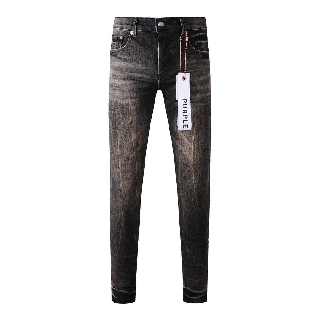 Men's High Street Distressed Vintage Gray Stretch Ripped Jeans