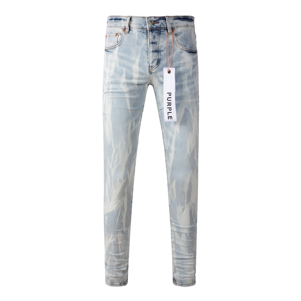 Men's High Street Distressed Washed Light Blue Stretch Slim Fit Ripped Jeans
