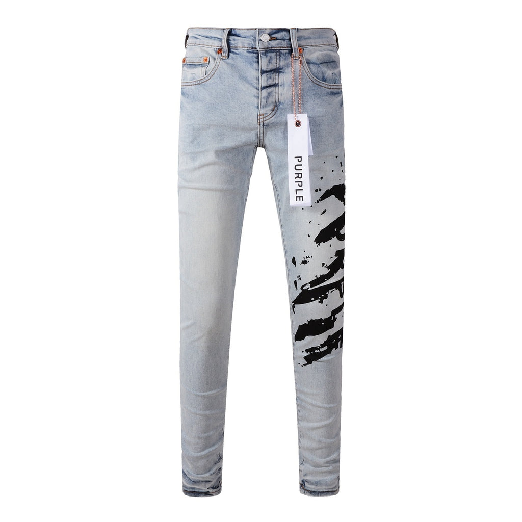 Men’s Slim Fit Light Blue Distressed Stretch Denim