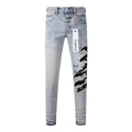 Men’s Slim Fit Light Blue Distressed Stretch Denim