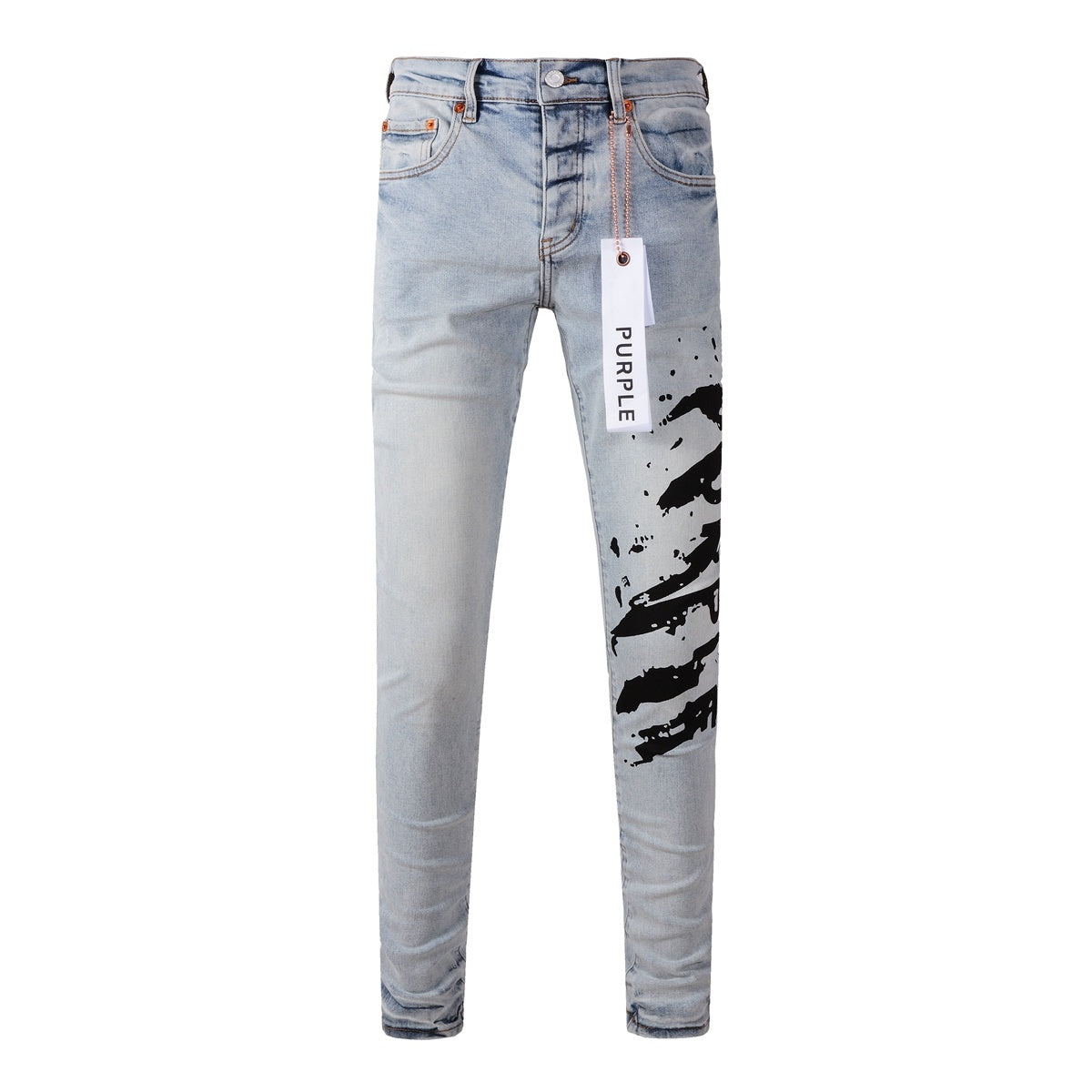 Men’s Slim Fit Light Blue Distressed Stretch Denim