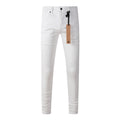 Men’s White Slim Fit Jeans Stretch Skinny Denim Pants Street Style Casual Trousers