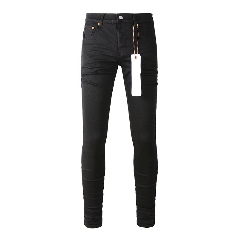Men's Distressed Slim Fit Black Ripped Jeans