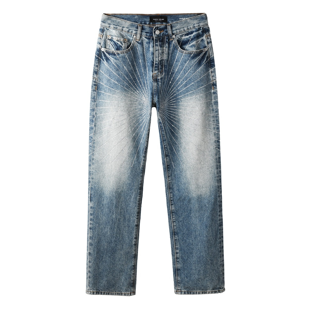 Distressed Blue Baggy Rhinestones Loose Ripped Jeans | Trendy Streetwear Denim