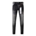 Men's High Street Distressed Black Gray Simple Stretch Slim Fit Ripped Jeans