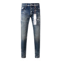 Men's Streetwear Slim Fit Distressed Classical Blue Graffiti Stretch Jeans