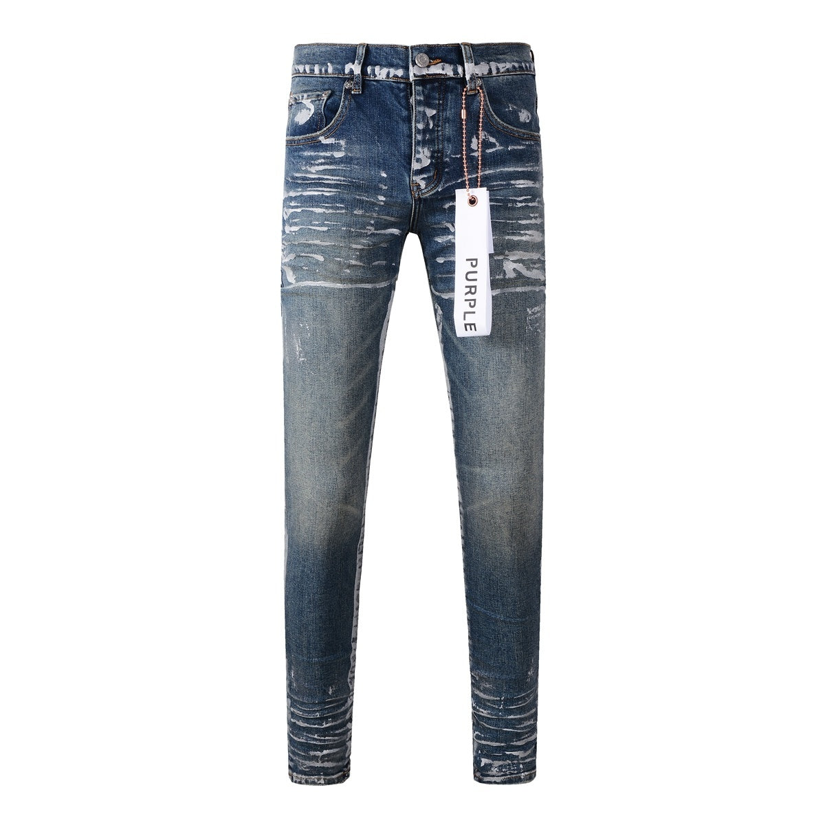 Men's Streetwear Slim Fit Distressed Classical Blue Graffiti Stretch Jeans