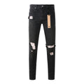 Men's Black Distressed Skinny Jeans - Ripped Stretch Denim Pants