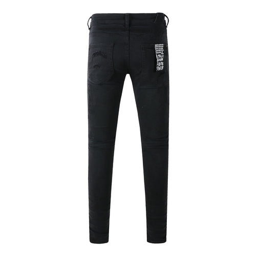 Men's Black Subtle Distressed Skinny Jeans - Stretch Denim Pants