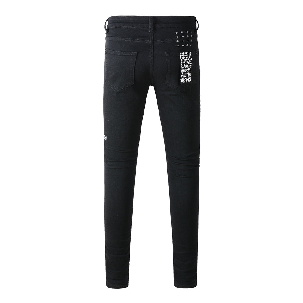 Men's Solid Black Slim-Fit Stretch Jeans - Premium Denim Pants