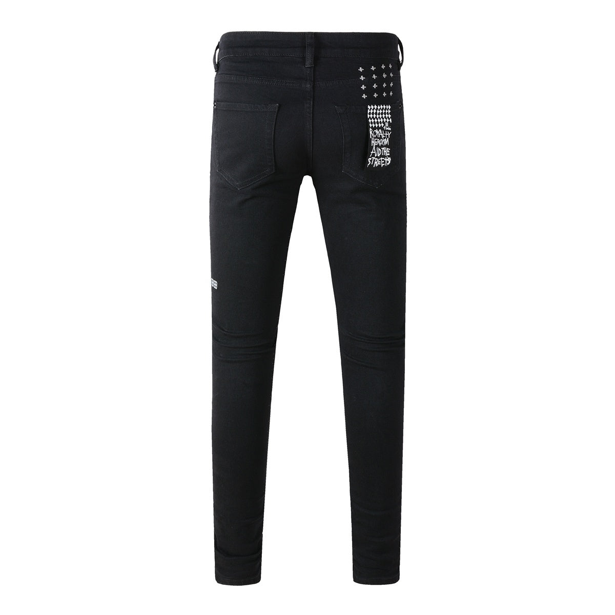 Men's Black Knee Slit Distressed Skinny Jeans - Stretch Denim