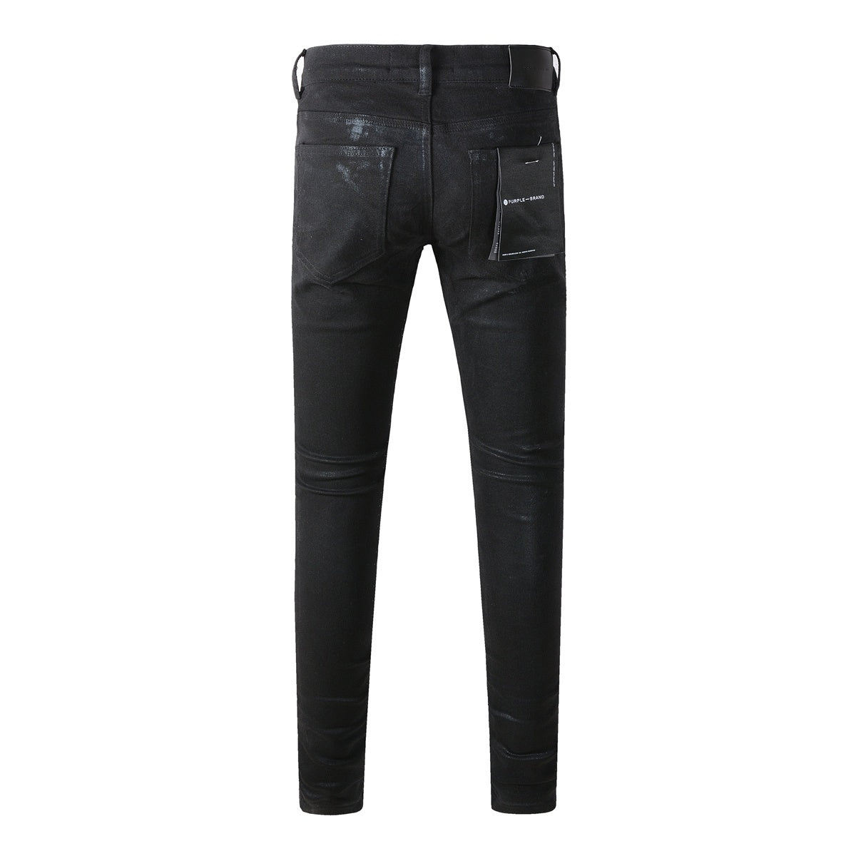 Men's Trendy Black Denim Coated Jeans - Slim Fit Distressed High Street Jeans