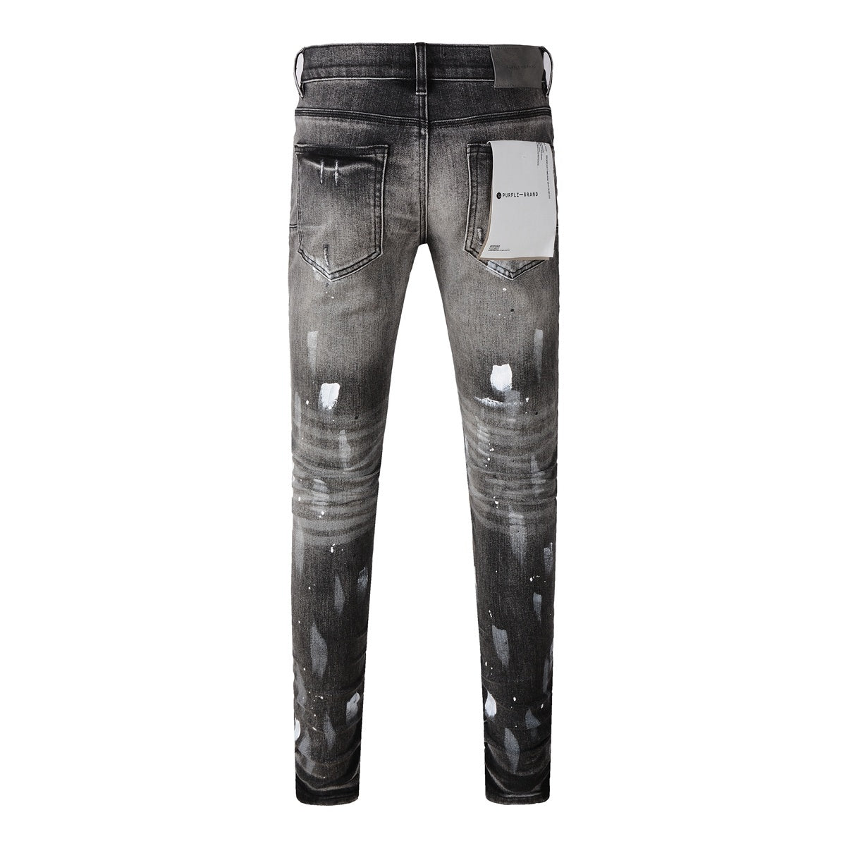 Men's High Street Distressed Gray Damaged Holes Spray Painted Stretch Slim Fit Ripped Jeans