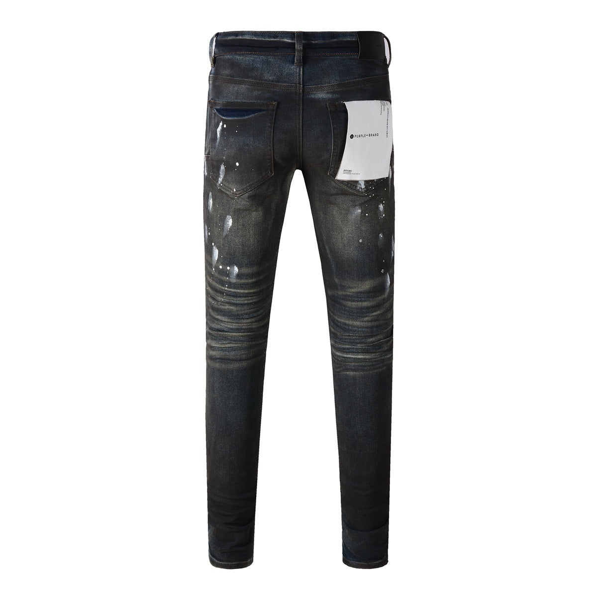 Men's High Street Distressed Black Spray Painted Stretch Slim Fit Ripped Jeans