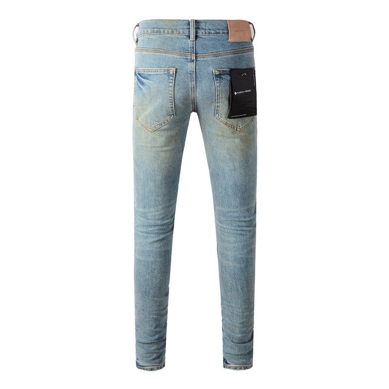 Men’s Light Blue Slim Fit Distressed High Street Stretch Denim