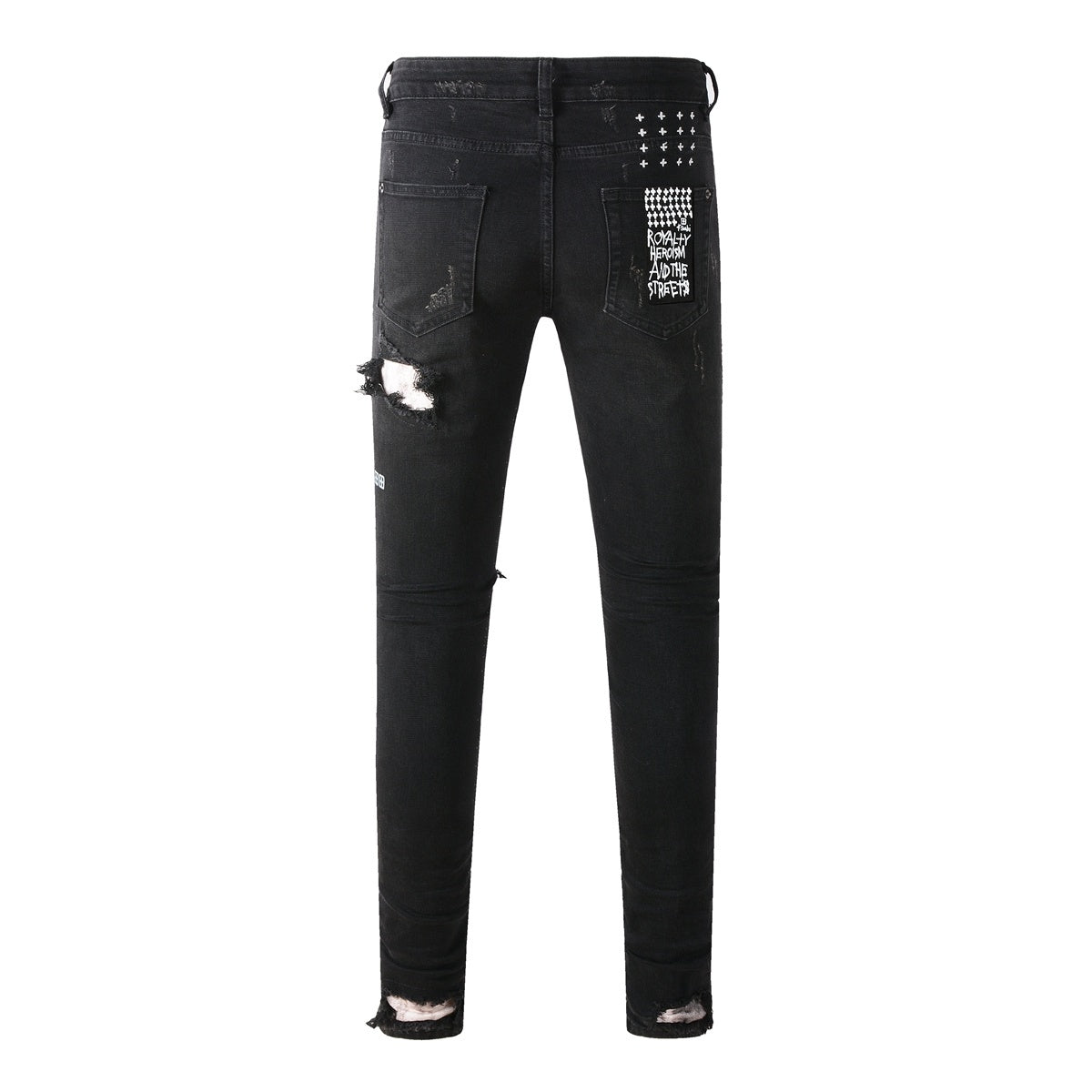 Men's Black Distressed Skinny Jeans - Ripped Stretch Denim Pants