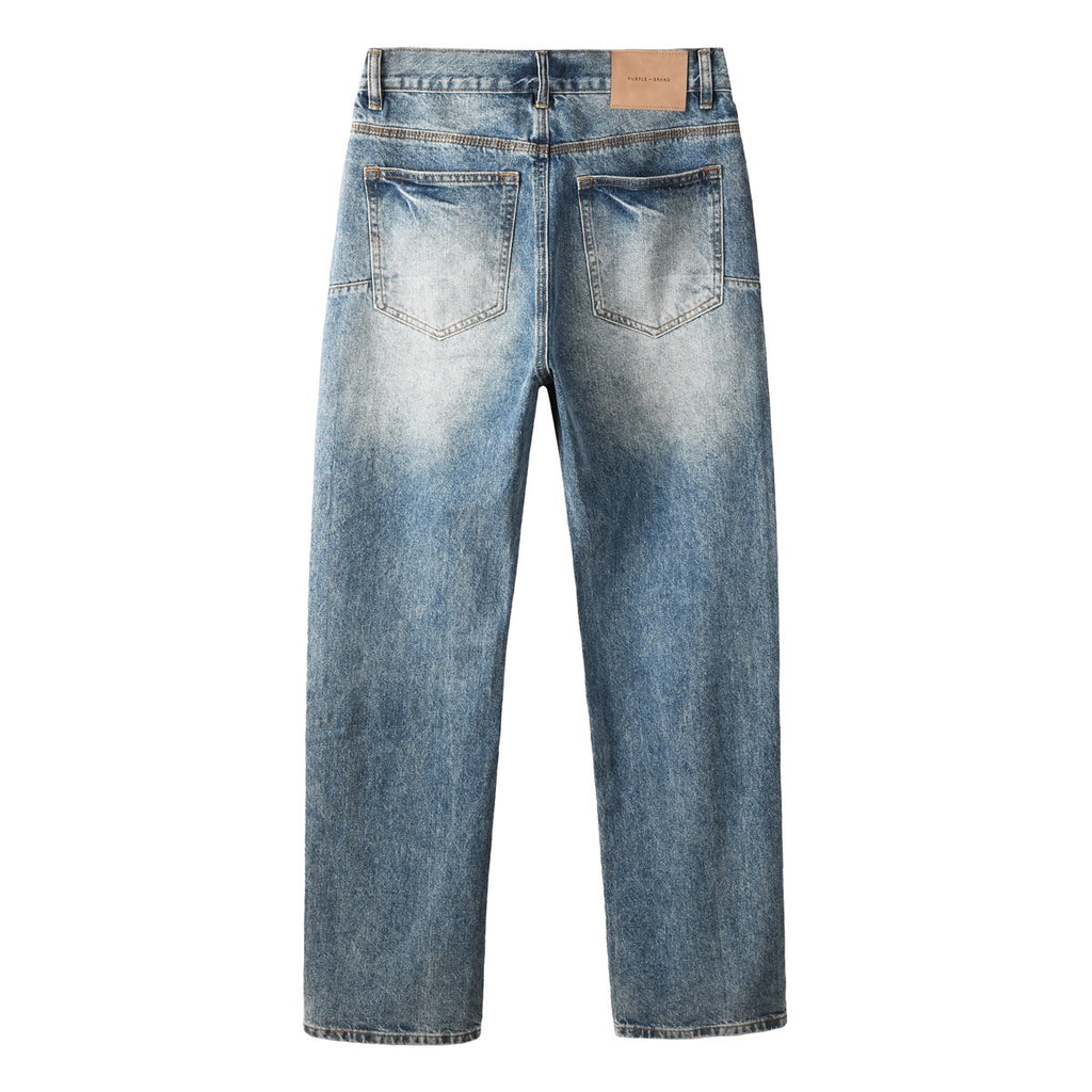 Distressed Blue Baggy Rhinestones Loose Ripped Jeans | Trendy Streetwear Denim