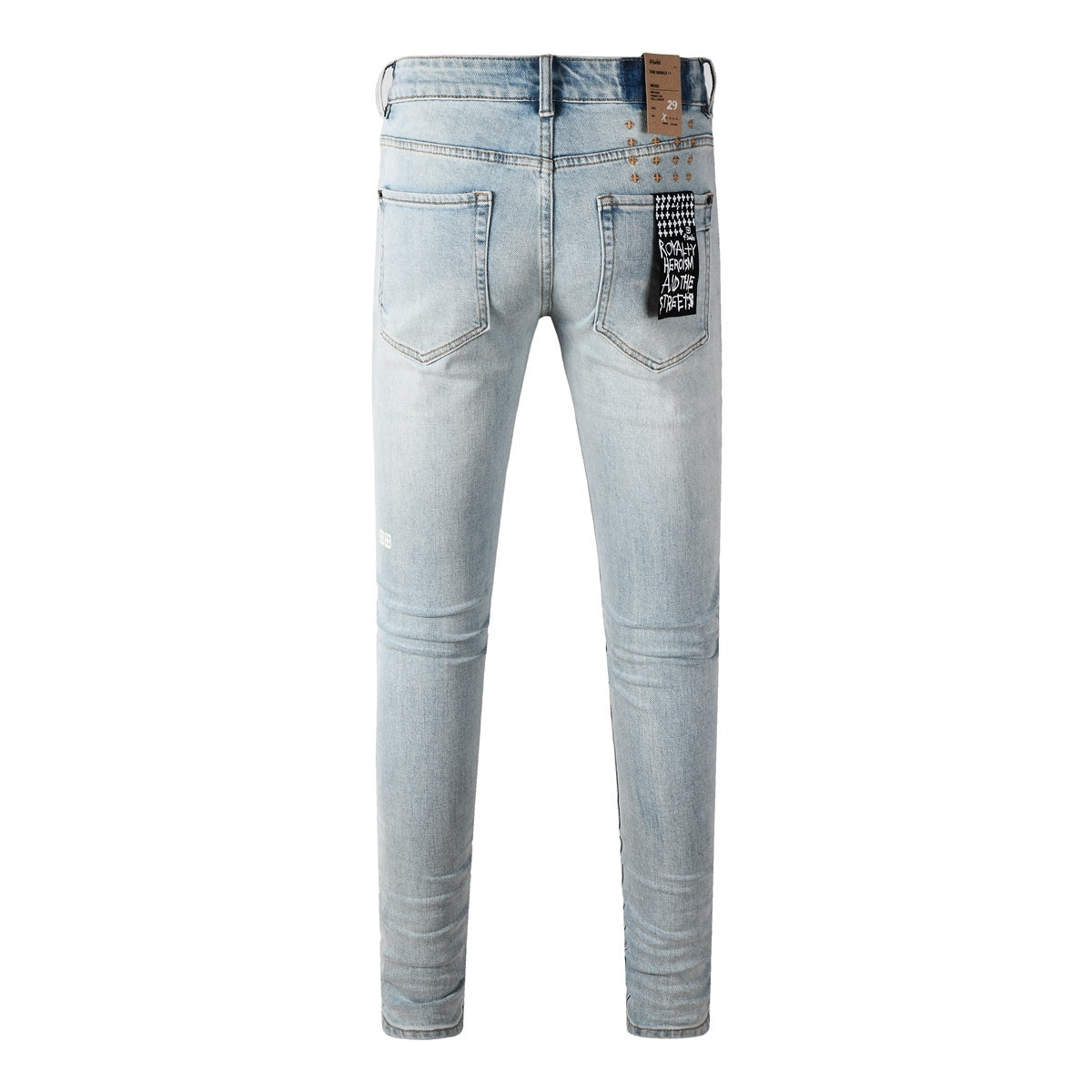 Men's Light Wash Distressed Skinny Jeans - Slim Streetwear Denim