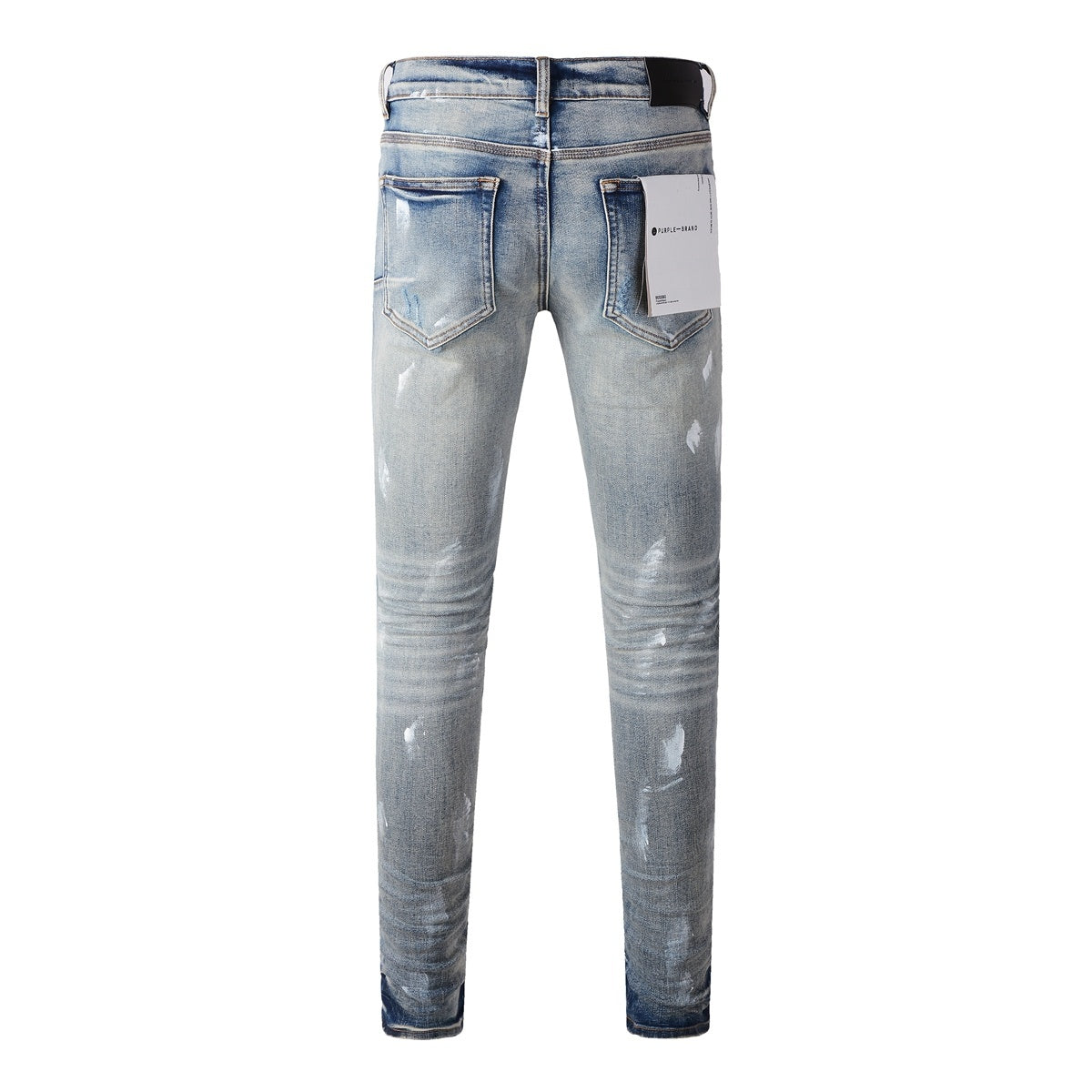 Men's Streetwear Slim Fit Distressed Blue Damaged Holes Graffiti Stretch Ripped Jeans