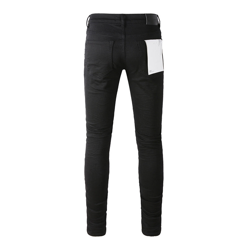 Men's Distressed Slim Fit Black Ripped Jeans