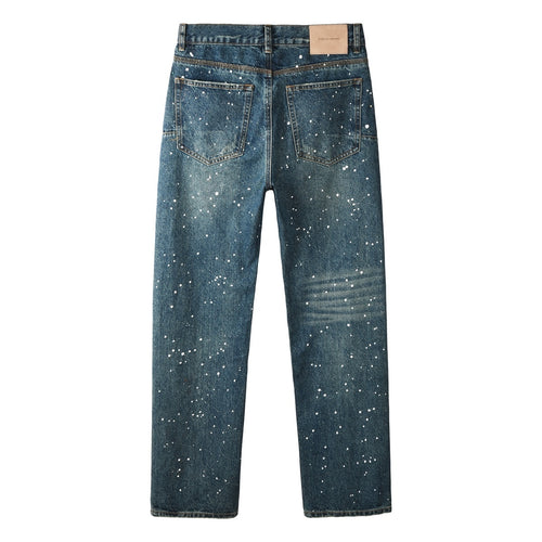 Distressed Blue Baggy Graffiti Loose Ripped Jeans | Trendy Streetwear Denim