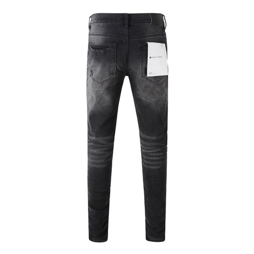 High Street Distressed Black Gray Destroyed Holes Stretch Slim Fit Ripped Jeans For Men
