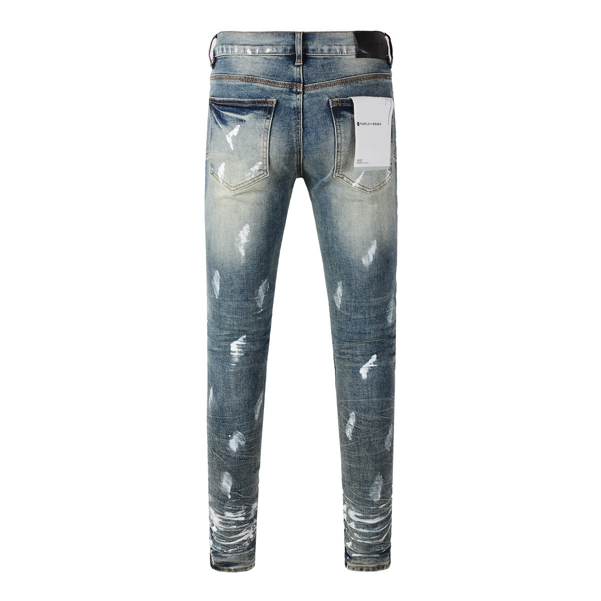 Men's High Street Distressed Blue Graffiti Stretch Skinny Ripped Jeans