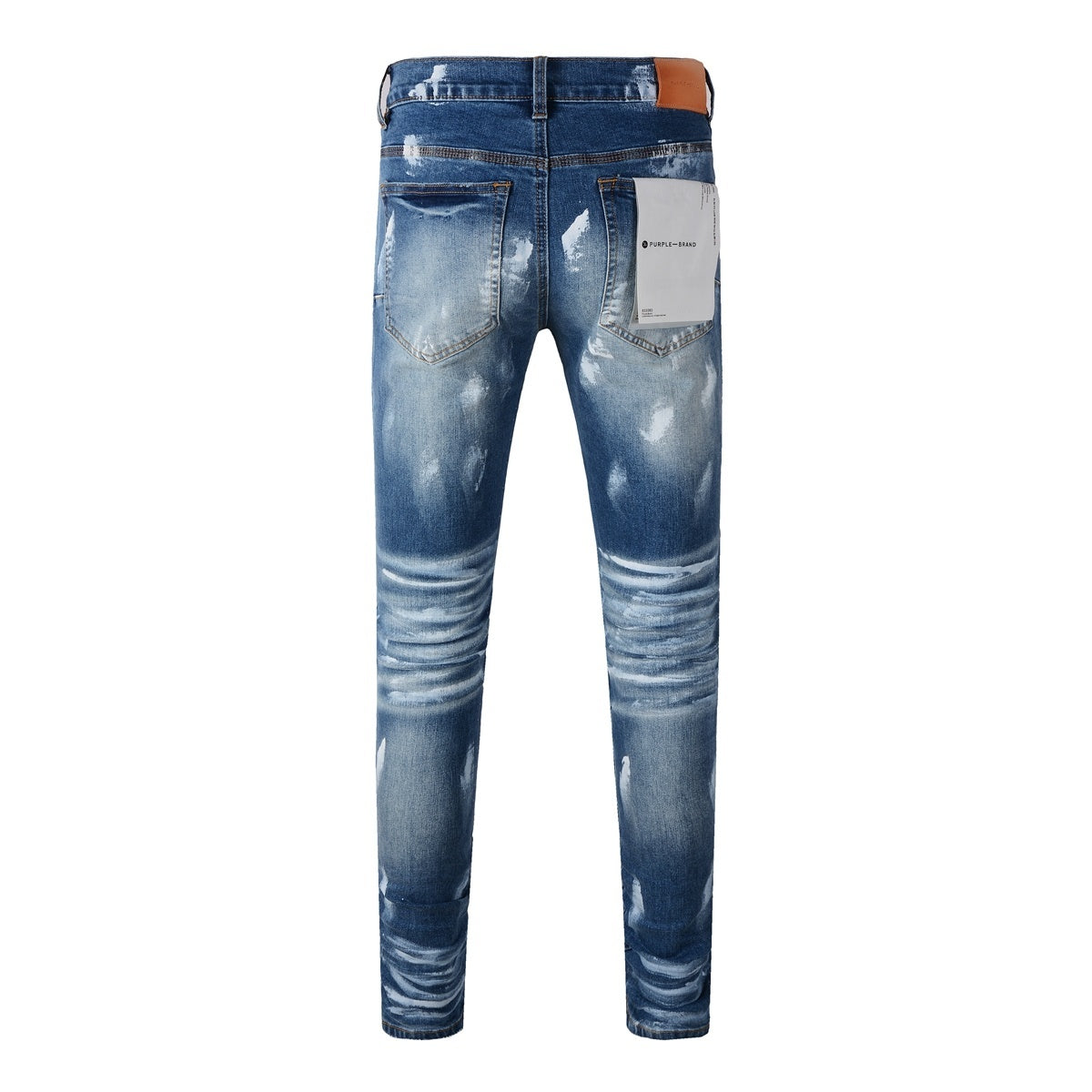 Men's High Street Distressed Classic Blue Graffiti Painted Stretch Skinny Ripped Jeans