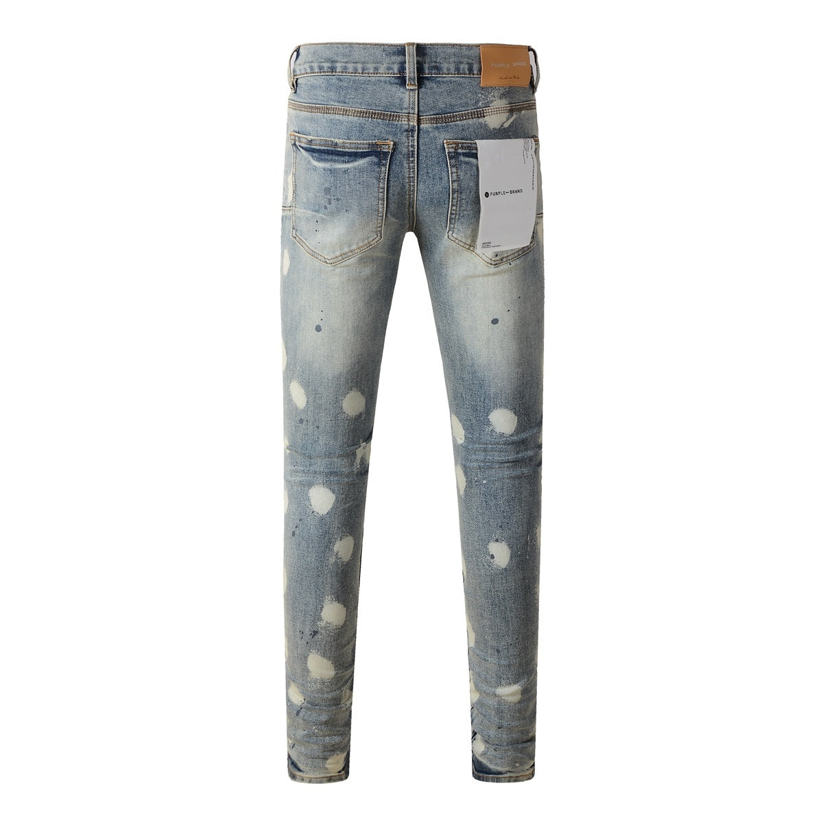 Men's Distressed Light Blue Graffiti Skinny Jeans with Ripped Holes & Button Fly